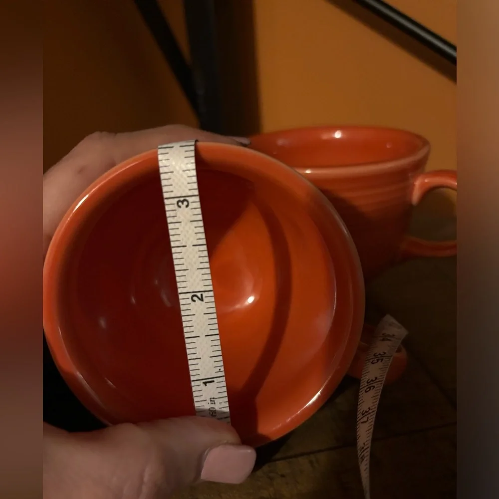 Fiesta Ware by‎ Homer Laughlin Persimmon Set of 2 Tea Coffee Cups 8 oz. Pottery